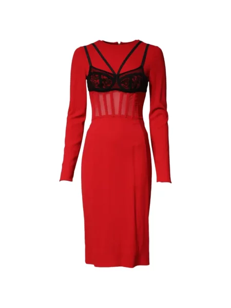 Rochie midi Dolce & Gabbana din dantelă roșu