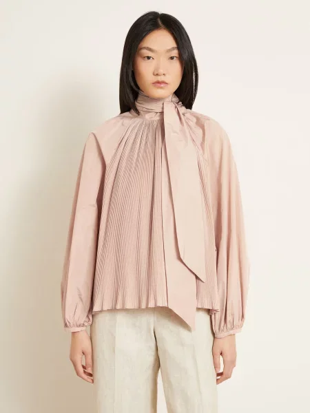 Max Mara Halenka S Vázačkou Valle S Plisováním růžová