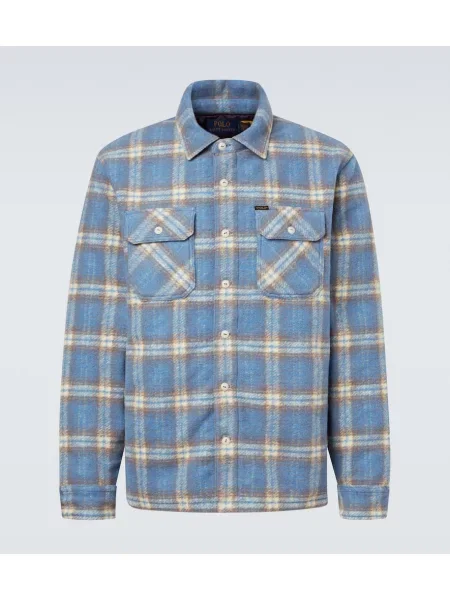 Vlněná kostkovaná košile Polo Ralph Lauren modrá