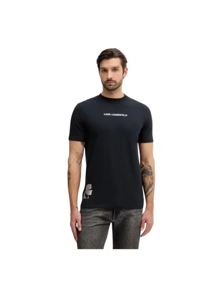 Karl Lagerfeld t-shirt granatowy gładki czarna