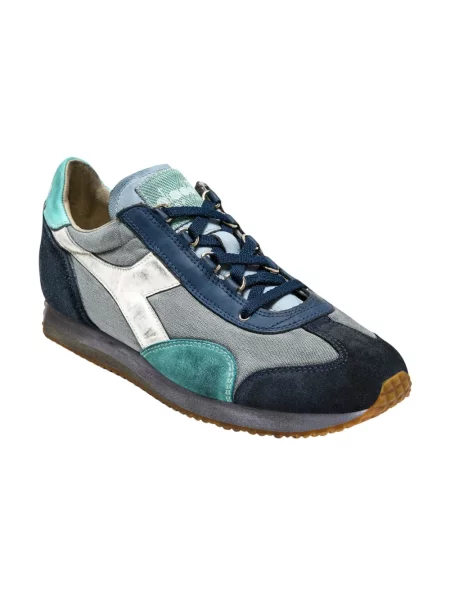 Sneakersy Diadora skórzane retro z kamieniami niebieskie