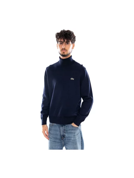 Sweter z golfem Lacoste do golfa niebieski