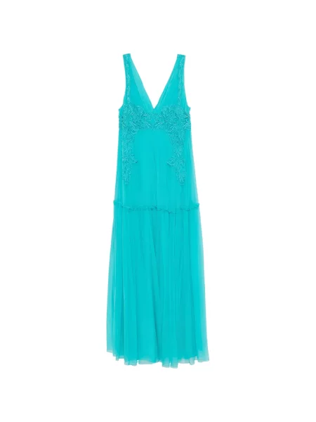 Rochie Alberta Ferretti cu aplicații din dantelă albastru