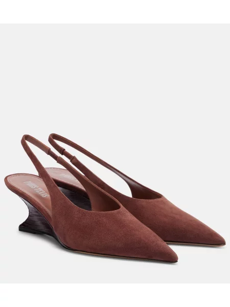 Pantofi cu toc Paris Texas din piele de căprioară maro