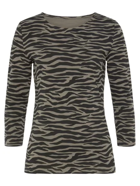 LASCANA Tricou bej deschis negru