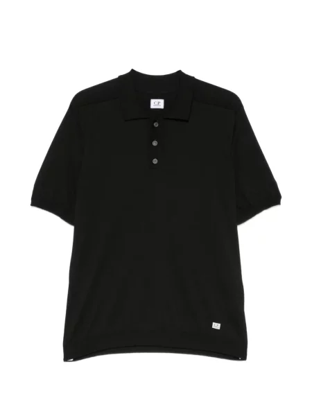 Pletena polo majica C.p. Company s autogramom crna