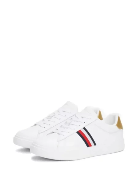 Sneakerși Tommy Hilfiger din piele cu dungi alb