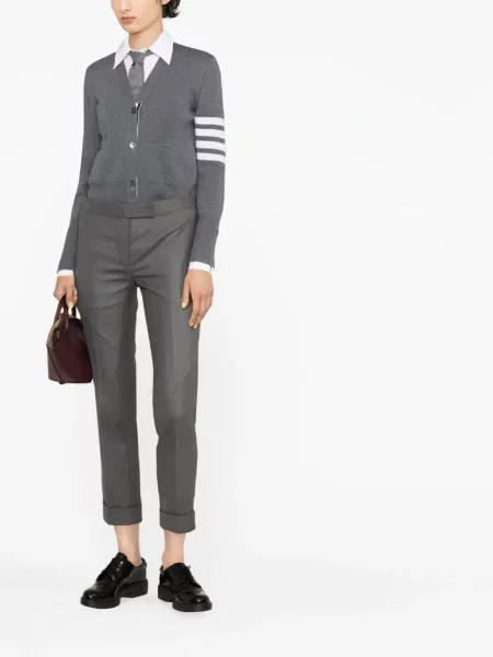 Vilnonės kelnės Thom Browne apkarpytas pilka