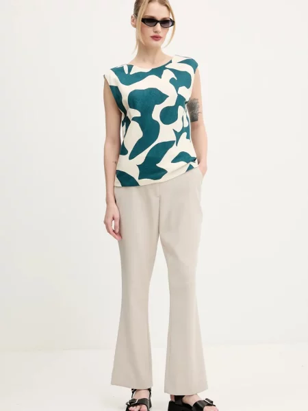 Abercrombie & Fitch spodnie dzwony high waist beżowy