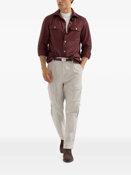 Geacă cămașă Brunello Cucinelli de flanelă roșu