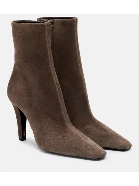 Semišové členkové čižmy Saint Laurent sivá