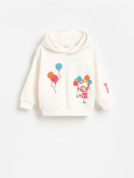 Reserved Bluza z aplikacją Basia złamana biel