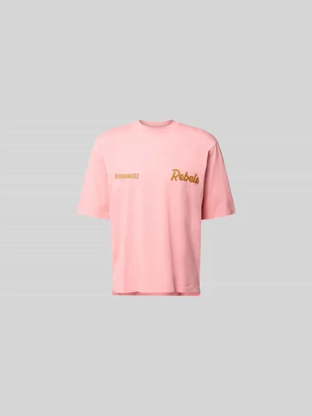 T-shirt o kroju loose fit z wyhaftowanym logo Dsquared2 różowa