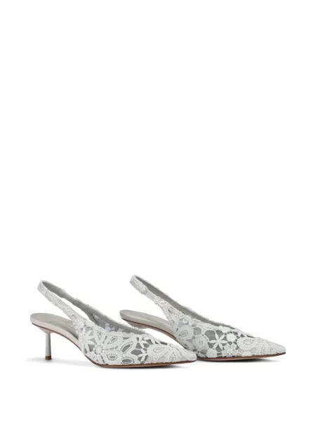 Pantofi cu toc Le Silla din dantelă slingback alb