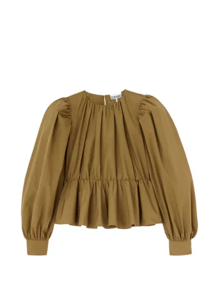 Bluza Ganni puplin zelena