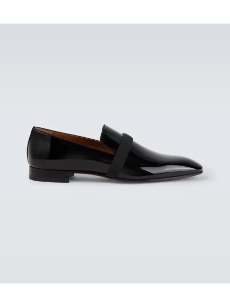 Pantofi loafer Christian Louboutin din piele de lac negru
