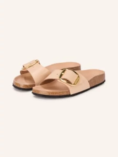 Kožené sandály Birkenstock s přezkou béžové