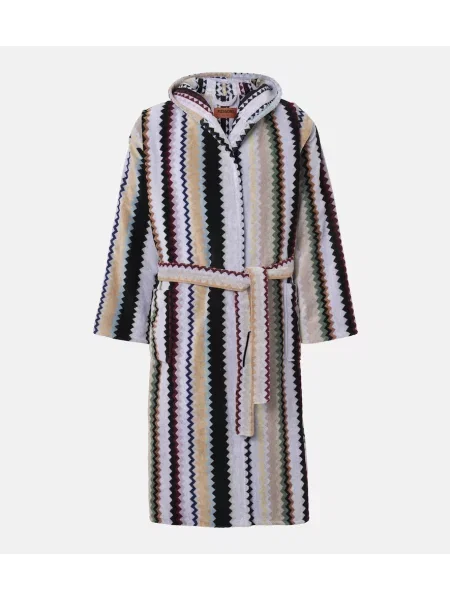 Szlafrok Missoni Home z kapturem frotte beżowy