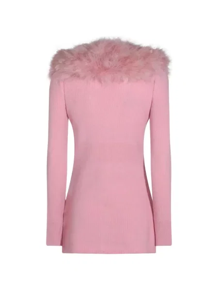Cardigan Blumarine de lână cu pene roz