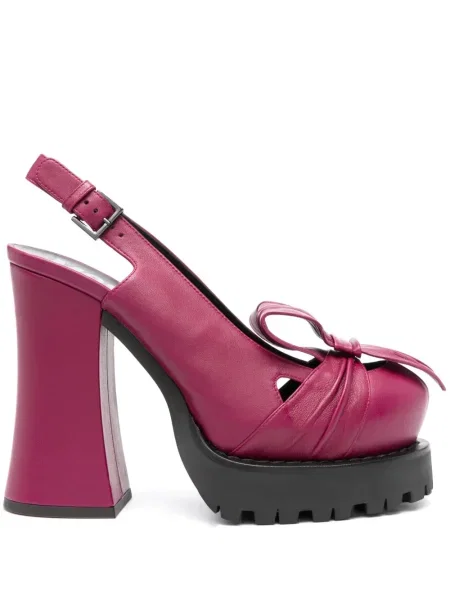 Pantofi cu toc Moschino din piele slingback violet