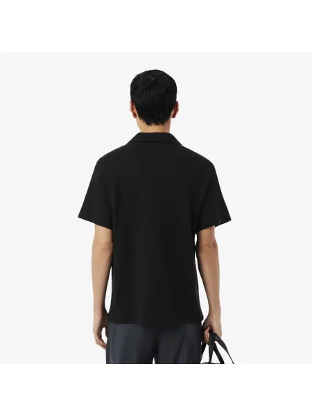 Lacoste Bawełniano-Lniana Koszulka Polo O Klasycznym Kroju czarny