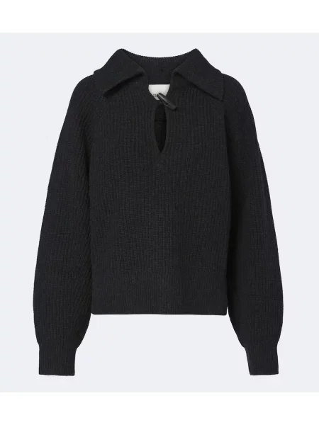 Tricou polo Isabel Marant de lână gri
