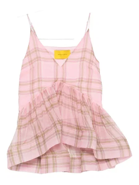 Bluzka Marques'almeida szyfonowa w kratkę różowa