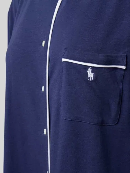 Koszula nocna z wyhaftowanym logo i kieszenią na piersi Polo Ralph Lauren granatowa