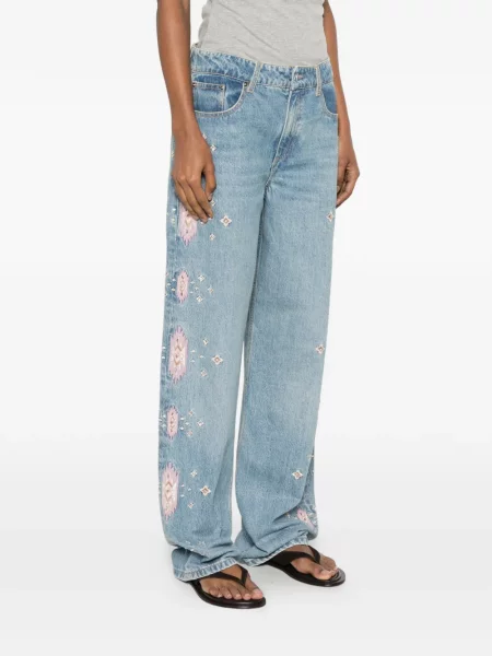 Blugi Retrofete cu broderie albastru