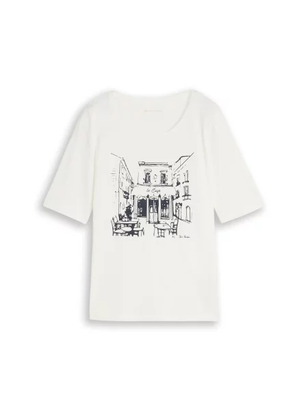 TOM TAILOR Tricou negru alb