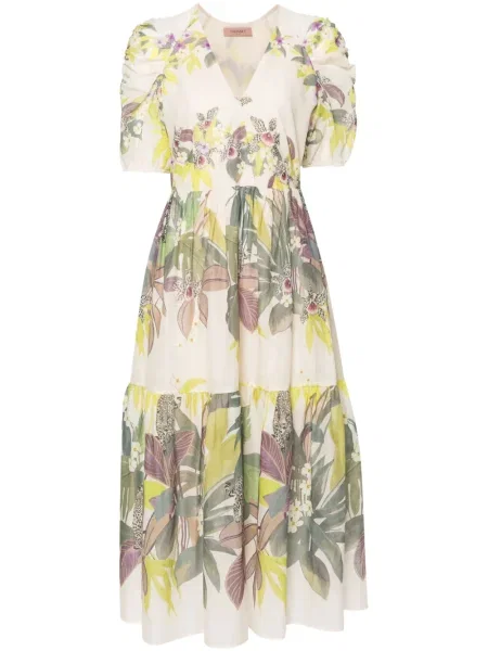 Rochie Twinset cu imagine din muselină de costum verde