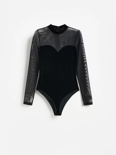 Reserved Body cu inserții din plasă negru