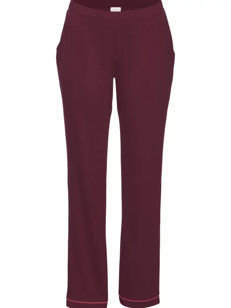 LASCANA Pantaloni de pijama bordeaux roșu