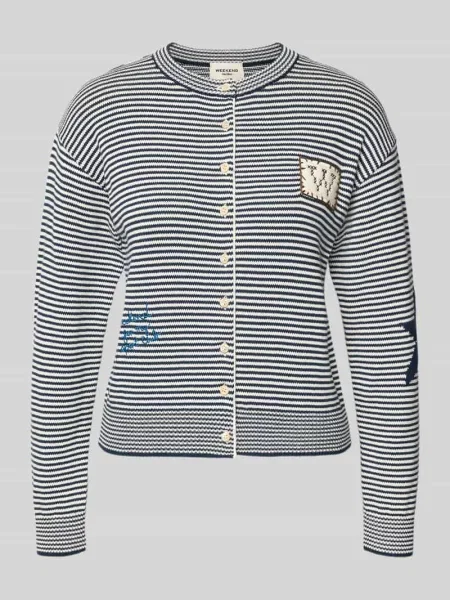 Kardigan rozpinany o kroju regular fit z mieszanki bawełny model TEIERA' Weekend Max Mara granatowy