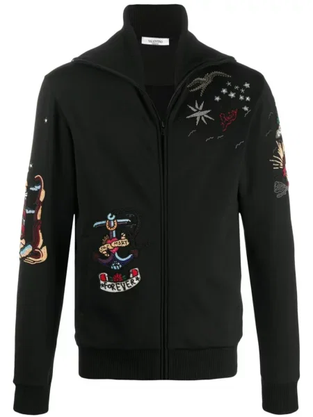 Hanorac Valentino Garavani cu broderie negru