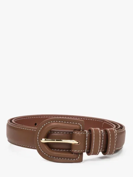 Кожаный ремень Estro с ремешками коричневый