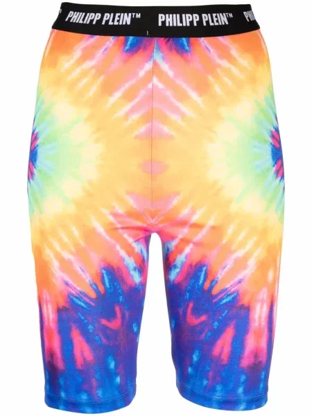 Tie dye kolarstwo spodenki sportowe Philipp Plein z nadrukiem niebieskie