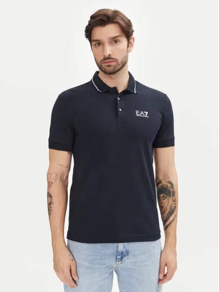 Koszulka polo o kroju regular fit z nadrukiem z logo Emporio Armani Ea7 niebieska