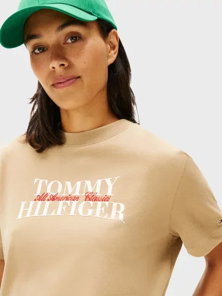 Класична футболка Tommy Hilfiger бежева