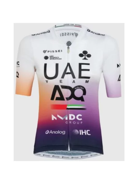 Koszulka rowerowa UAE Team Emirates ADQ Replica krótki rękaw biało‑fioletowa XS biała