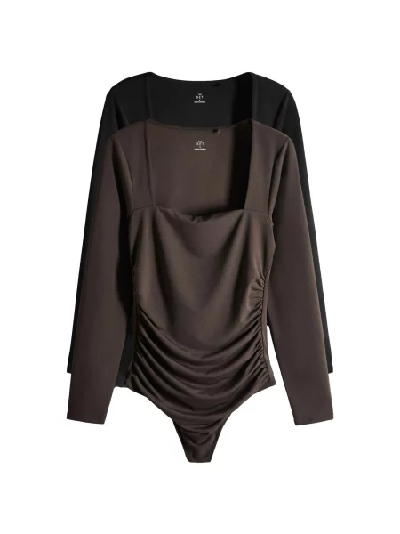 The Set Tricou body ciocolatiu negru