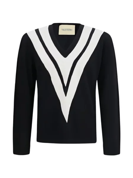 Svetr Valentino Garavani s výstřihem do v černý