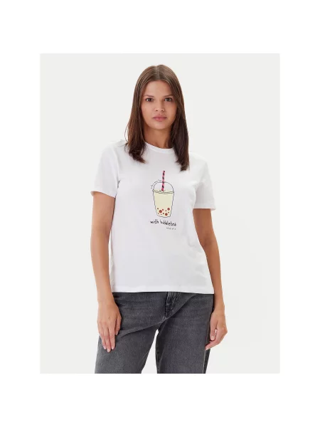 ONLY T-Shirt Fun Life Regular Fit λευκό