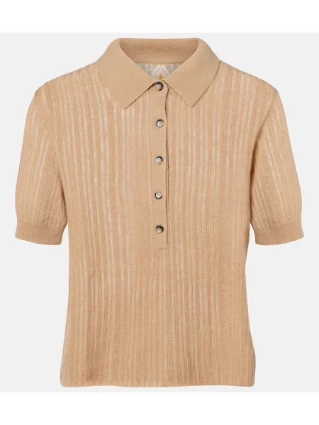 Polo majica Jardin Des Orangers od kašmira smeđa