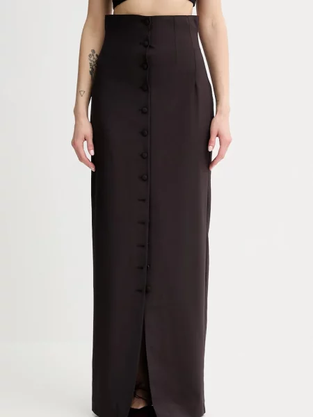 Remain fustă din amestec de lână maxi creion maro