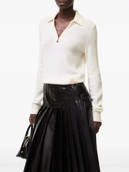 Lung tricou polo Burberry din cașmir
