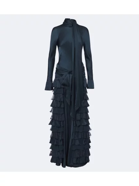 Rochie Zimmermann din satin cu volane albastru