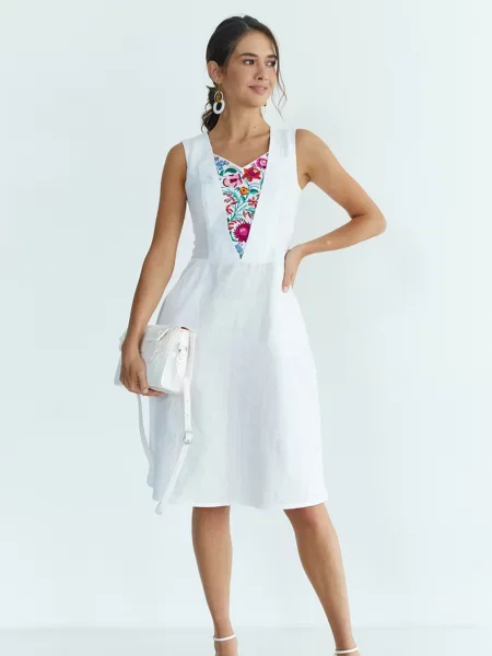 Лляна Вишита сукня Folk Moda білий