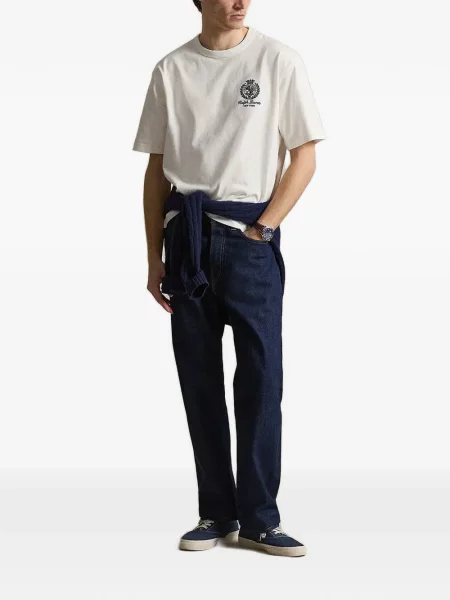 Tricou polo Polo Ralph Lauren cu imagine din canvas cu model paisley albastru