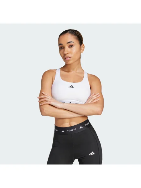ADIDAS PERFORMANCE Sutien sport TECHFIT negru alb